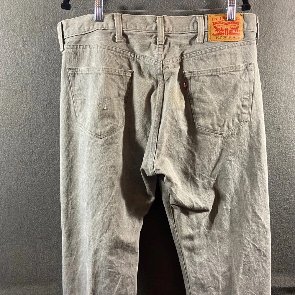 Levi's 501XX Jeans 38x34 Gray Faded Wash Button Fly Straight Leg Denim double x